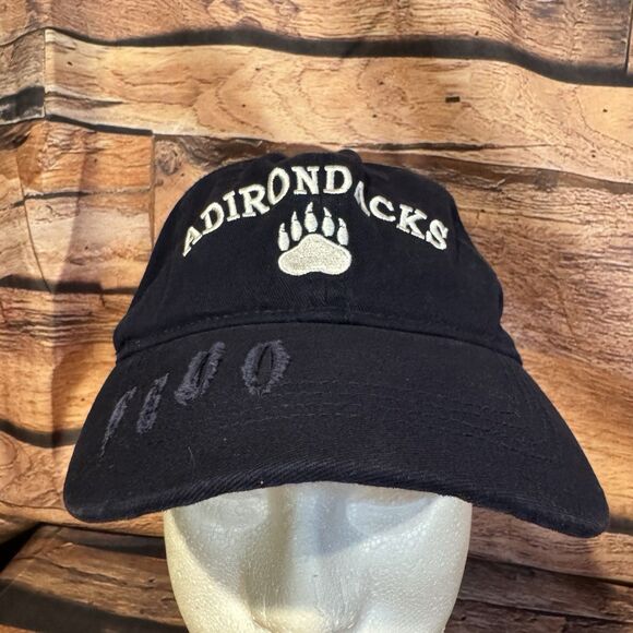 Adirondacks Bear Paw Navy Blue Baseball Cap Hat Embroidered Outdoor Hiking Camp - Picture 1 of 8
